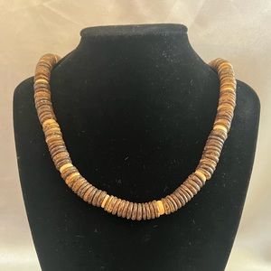 Vintage Brown and Tan Wooden Beaded Necklace